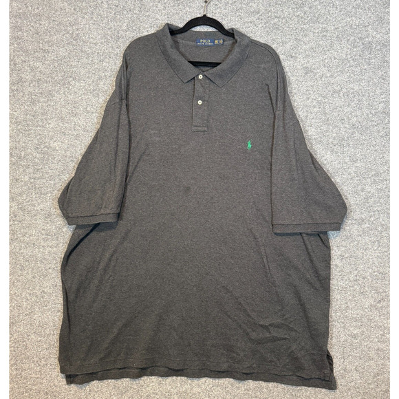 Polo Ralph Lauren Shirt Mens 4XLT XXXXL Gray Short Sleeve Collared Green Pony - Picture 1 of 10